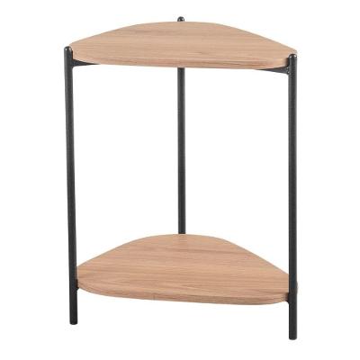 Mesa Lateral De Apoio Orgânica Artesano 45 Cm (largura) Em Mdp Hanover (mel) E Pés Em Aço Preto