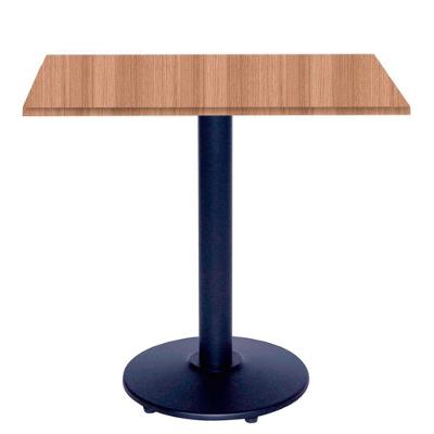 Mesa Zeta Ferro Preto 75 Cm (alt) Disco Redondo Tampo Mdp Quadrado 70 Cm Larg X 2,50 Cm Alt Noce Nat
