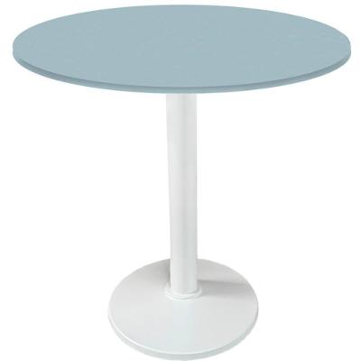 Mesa Zeta Ferro Branco 75 Cm (alt) Disco Redondo Tampo Mdp Redondo 80 Cm (larg) X 2,50 Cm (alt) Cinza