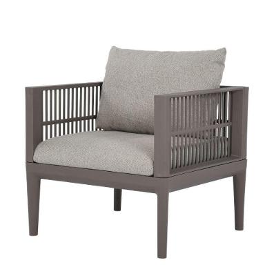 Poltrona Mauí Fratini 68cm (largura) Base Aço Assento Polipropileno Estofado Cinza Resistente A água
