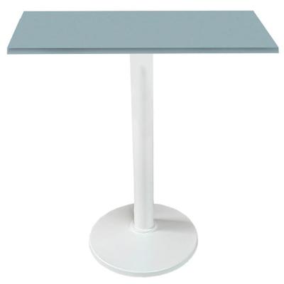 Mesa Zeta Ferro Branco 75 Cm (alt) Disco Redondo Tampo Mdp Quadrado 80 Cm (larg) X 2,5 Cm (alt) Cinza