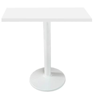 Mesa Zeta Ferro Branco 75 Cm (alt) Disco Redondo Tampo Mdp Quadrado 80 Cm (larg) X 2,50 Cm Alt Branco