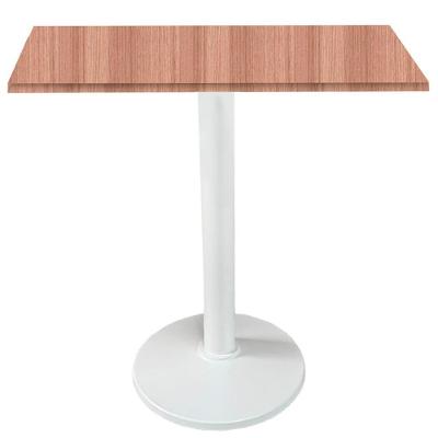 Mesa Zeta Ferro Branco 75 Cm (alt) Disco Redondo Tampo Mdp Quadrado 80 Cm Larg X 2,50 Cm Alt Noce Nat
