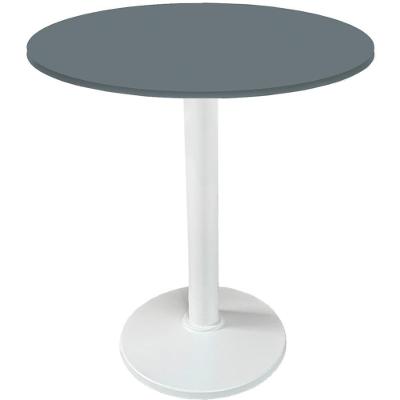 Mesa Zeta Ferro Branco 75 Cm (alt) Disco Redondo Tampo Mdp Redondo 80 Cm (larg) X 2,50 Cm Alt Grafito
