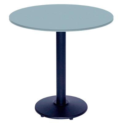 Mesa Zeta Ferro Preto 75 Cm (alt) Disco Redondo Tampo Mdp Redondo 70 Cm (larg) X 2,50 Cm (alt) Cinza