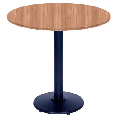 Mesa Zeta Ferro Preto 75 Cm (alt) Disco Redondo Tampo Mdp Redondo 60 Cm Larg X 2,5 Cm (alt) Noce Nat
