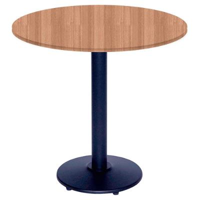 Mesa Zeta Ferro Preto 75 Cm (alt) Disco Redondo Tampo Mdp Redondo 80 Cm Larg X 2,5 Cm (alt) Noce Nat