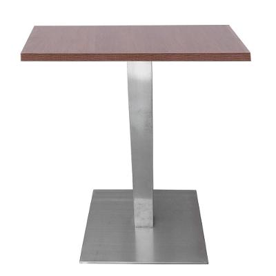 Mesa Alpha Inox 77,50 Cm (altura) Com Tampo Em Mdp Quadrado 70 Cm Imbuia