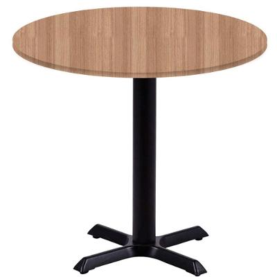 Mesa ômega Ferro Preto 74 Cm (alt) Base Em X Tampo Mdp Redondo 70 Cm (larg) X 2,50 Cm (alt) Noce Nat