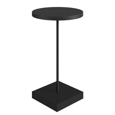 Mesa Lateral Redonda Artesano 35 Cm (larg) Tampo E Base Mdp Preto C/ Tubo Metálico Aço Carbono Preto