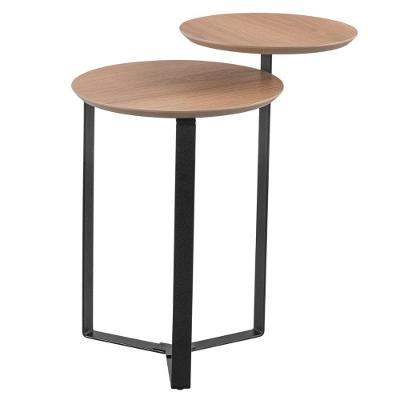 Mesa Lateral Industrial Chanfrada Artesano 44 Cm (largura) 2 Tampos Mdp Hanover (mel) Pé Aço Preto