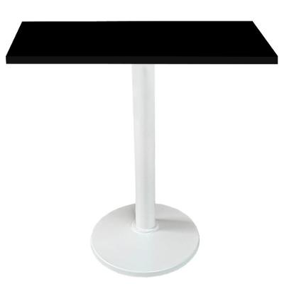 Mesa Zeta Ferro Branco 75 Cm (alt) Disco Redondo Tampo Mdp Quadrado 80 Cm (larg) X 2,5 Cm (alt) Preto