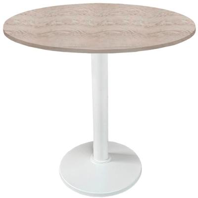 Mesa Zeta Ferro Branco 75 Cm (alt) Disco Redondo Tampo Mdp Redondo 80 Cm Larg X 2,5 Cm Alt Castanheira