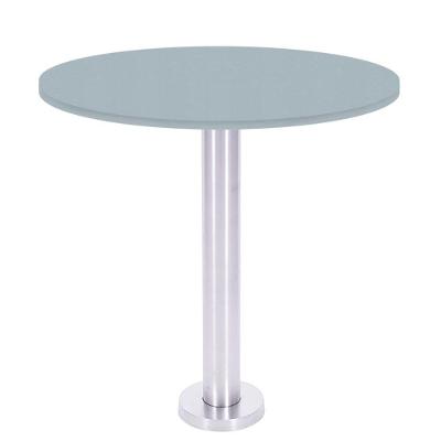 Mesa Beta Fixa Inox 71,50 Cm (alt) Disco Redondo Tampo Mdp Redondo 60 Cm (larg) X 2,50 Cm (alt) Cinza