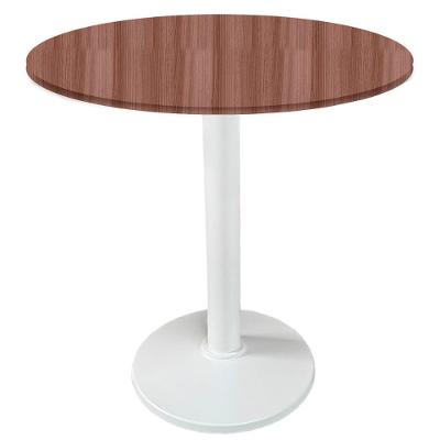 Mesa Zeta Ferro Branco 75 Cm (alt) Disco Redondo Tampo Mdp Redondo 80 Cm (larg) X 2,5 Cm (alt) Walnut