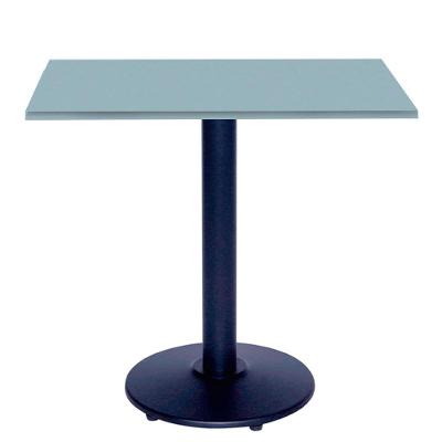 Mesa Zeta Ferro Preto 75 Cm (alt) Disco Redondo Tampo Mdp Quadrado 70 Cm (larg) X 2,5 Cm (alt) Cinza