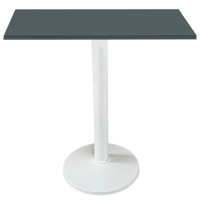 Mesa Zeta Ferro Branco 75 Cm (alt) Disco Redondo Tampo Mdp Quadrado 80 Cm (larg) X 2,5 Cm Alt Grafito