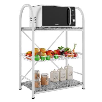 Fruteira C/ 2 Prateleiras Granito 1 Cesto Aço Carbono Isla Cromo Branco