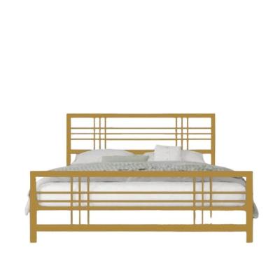Cama Casal Com Cabeceira Robusta Aço Ferro Metal Tamanho Queen 158x198 Cor Dourado Estilo Industrial Ca-04