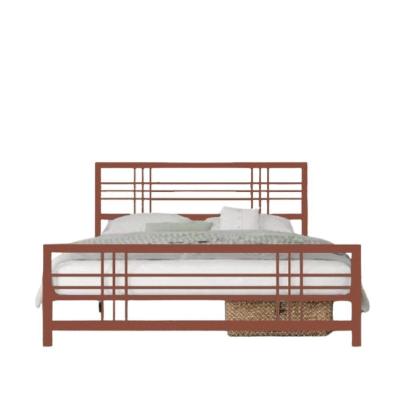 Cama Casal Com Cabeceira Robusta Aço Ferro Metal Tamanho Queen 158x198 Cor Rosê Estilo Industrial Ca-04