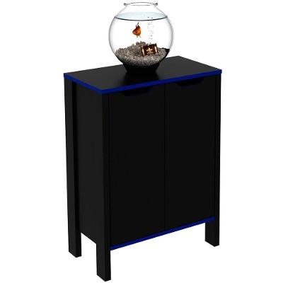 Armário Gamer Para Escritório Multiuso Baixo 2 Portas Preto/azul
