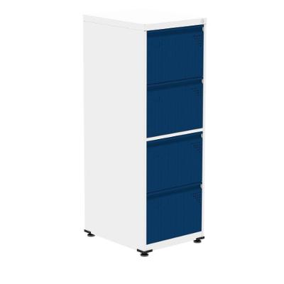 Armário De Arquivo Oficio 4 Gavetas Pandin 47 Cm (larg) Aço Branco C- Frente Gaveta Azul C- Chave