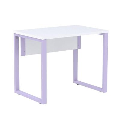 Mesa Escritório P25 Tub Pandin 90 Cm Largura Tampo Mdp Branco Pé Aço Tubular Lilás