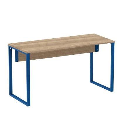 Mesa Escritório P25 Tub Pandin 170 Cm (larg) X 70 Cm (prof) Tampo Mdp Noce Pé Aço Tubular Azul