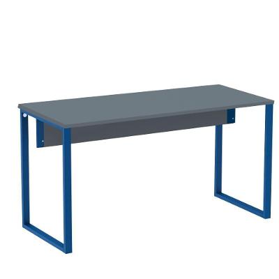 Mesa Escritório P25 Tub Pandin 170 Cm (larg) X 70 Cm (prof) Tampo Mdp Grafito Pé Aço Tubular Azul