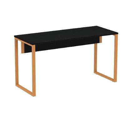 Mesa Escritório P25 Tub Pandin 170 Cm (larg) X 70 Cm (prof) Tampo Mdp Preto Pé Aço Tubular Laranja