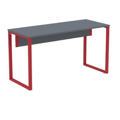 Mesa Escritório P25 Tub Pandin 170 Cm (larg) X 70 Cm Prof Tampo Mdp Grafito Pé Aço Tubular Vermelho