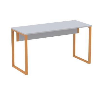 Mesa Escritório P25 Tub Pandin 170 Cm (larg) X 70 Cm (prof) Tampo Mdp Cinza Pé Aço Tubular Laranja