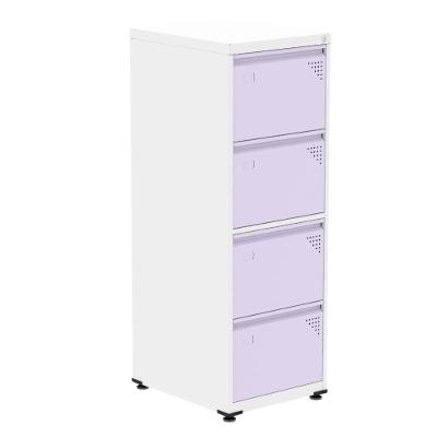 Armário De Arquivo Oficio 4 Gavetas Pandin 47 Cm (larg) Aço Branco C- Frente Gaveta Lilás C- Chave