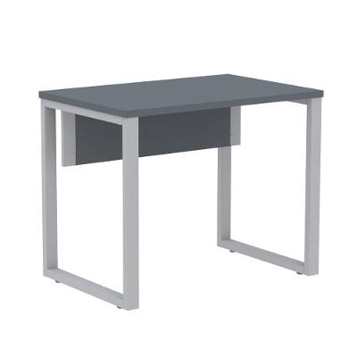 Mesa Escritório P25 Tub Pandin 90 Cm Largura Tampo Mdp Grafito Pé Aço Tubular Cinza