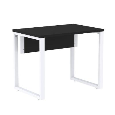 Mesa Escritório P25 Tub Pandin 90 Cm (larg) Tampo Mdp Preto Pé Aço Tubular Branco