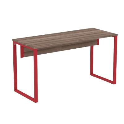 Mesa Escritório P25 Tub Pandin 170 Cm (larg) X 70 Cm (prof) Tampo Mdp Walnut Pé Aço Tubular Vermelho