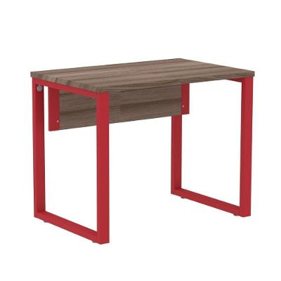 Mesa Escritório P25 Tub Pandin 90 Cm (larg) Tampo Mdp Walnut Pé Aço Tubular Vermelho
