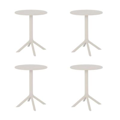 Kit 4 Mesas De Jantar Redonda área Externa Taormina Drops Fratini 60 Cm (larg) Polipropileno Nude