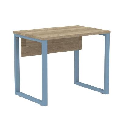 Mesa Escritório P25 Tub Pandin 90 Cm (larg) Tampo Mdp Noce Naturalle Pé Aço Tubular Azul Dali