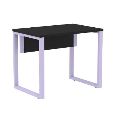 Mesa Escritório P25 Tub Pandin 90 Cm (larg) Tampo Mdp Preto Pé Aço Tubular Lilás
