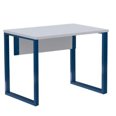 Mesa Escritório P25 Tub Pandin 90 Cm (larg) Tampo Mdp Cinza Pé Aço Tubular Azul Del Rey