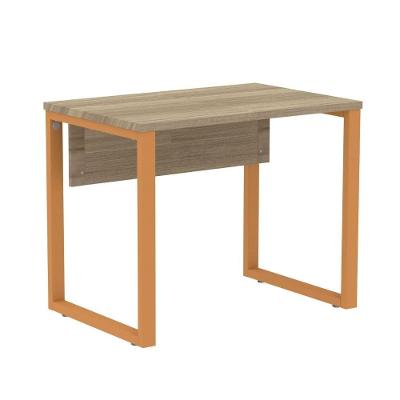 Mesa Escritório P25 Tub Pandin 90 Cm (larg) Tampo Mdp Noce Naturalle Pé Aço Tubular Laranja