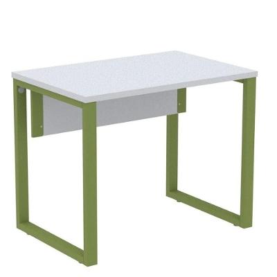Mesa Escritório P25 Tub Pandin 90 Cm (larg) Tampo Mdp Cinza Pé Aço Tubular Verde Mirô