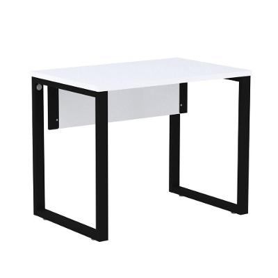Mesa Escritório P25 Tub Pandin 90 Cm Largura Tampo Mdp Branco Pé Aço Tubular Preto
