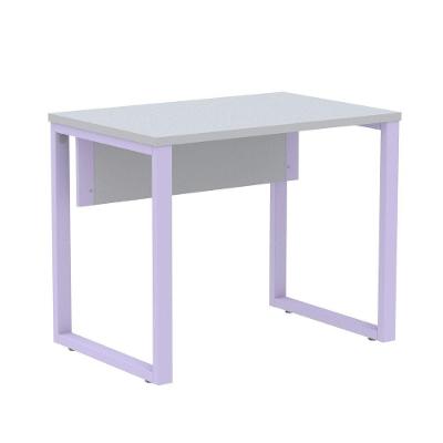 Mesa Escritório P25 Tub Pandin 90 Cm (larg) Tampo Mdp Cinza Pé Aço Tubular Lilás