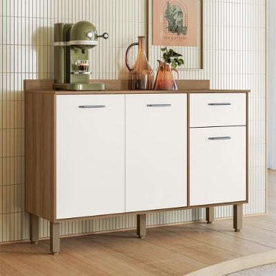 Balcão Para Cozinha Paolla Com Tampo 3 Portas E 1 Gaveta Ipe/off White