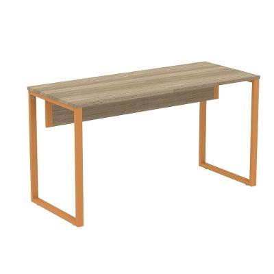 Mesa Escritório P25 Tub Pandin 170 Cm Largura X 70 Cm Profundidade Tampo Mdp Noce Pé Aço Tubular Laranja