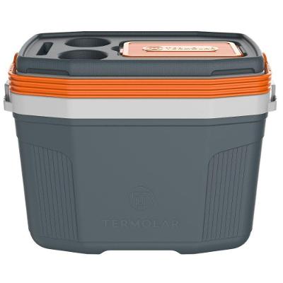 Caixa Termica Termolar 20l Cinza-laranja - Com Porta Copos