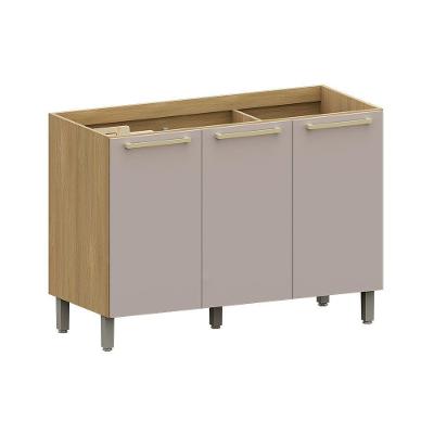 Balcão Cozinha P/ Pia 120cm 3 Pts S/ Tampo Elegance Luciane Freijó/cinammon
