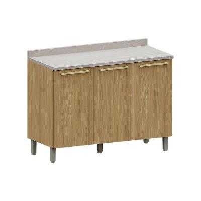 Balcão Cozinha P/ Pia 120cm 3 Pts C/ Tampo Elegance Luciane Freijó Quartzo Bege